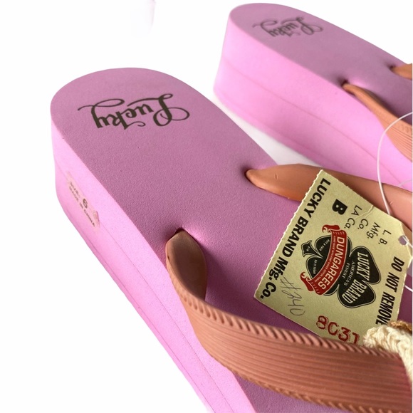 new Lucky Brand ♧ Floral Crochet Trim Platform Flip Flop ♧ Rose Pink ♧ Size 6 - Picture 10 of 16